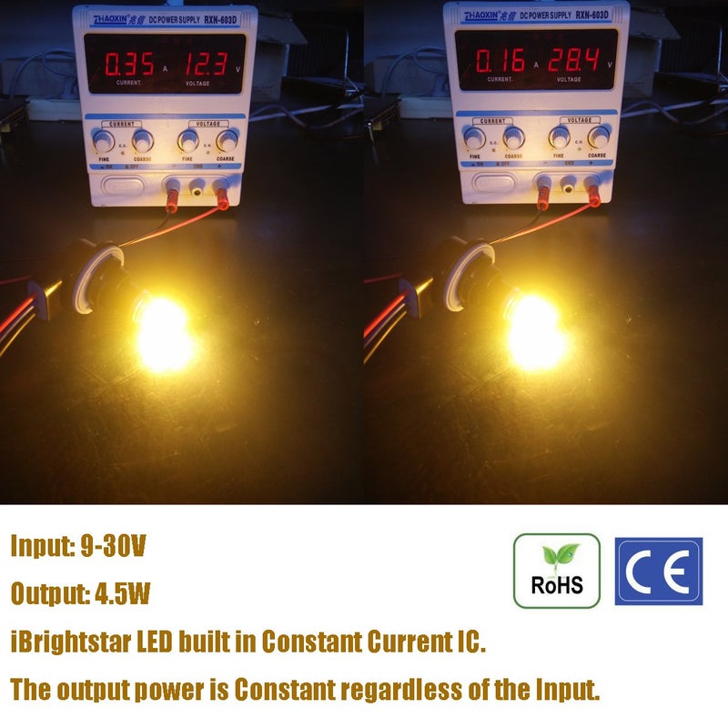 iBrightstar 9-30V Extremely Bright 1157 2057 2357 7528 BAY15D LED Bulbs Replacement for Turn Signal Lights, Amber Yellow - Image 4